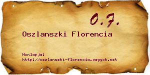 Oszlanszki Florencia névjegykártya